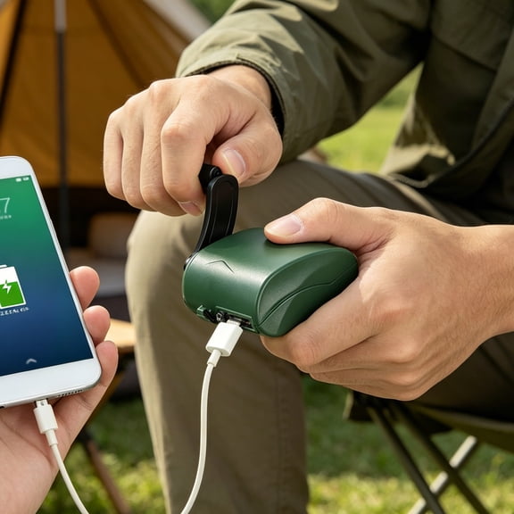 Hand Crank Emergency Charger, Portable Manual Power Bank with USB Port, Handheld Generator for Outdoor Camping Hiking, Compact Backup Power Supply