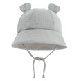 thumbnail image 1 of Gorro de lavabo de algodón puro para bebé, gorro de pescador con orejas de conejo para bebé europeo y americano, gorro de sombrilla de color sólido de 3 a 12 meses, 1 of 6