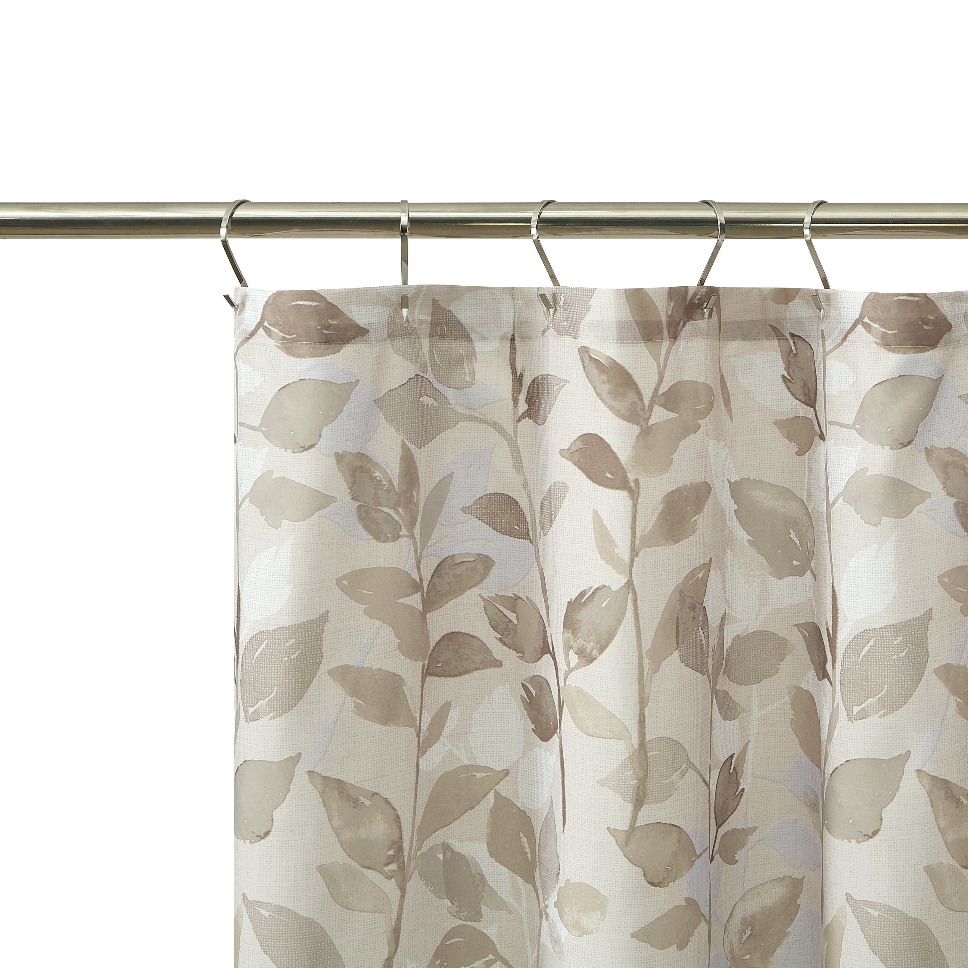 Mainstays 15-Piece Brown Leaves Bathroom Set – Shower Curtain, Bath Rugs & Hooks, Nature-Inspired Washable Décor
