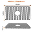 thumbnail image 3 of 1PCS Silicone Sink Mat TeqHome Kitchen Sink Protector Grid for Bottom of Center Drain Sink Grey Non-Slip Heat Resistant Sink Liner for Farmhouse Stainless Steel Porcelain Sink 12.87''x24.68'' - L, 3 of 10