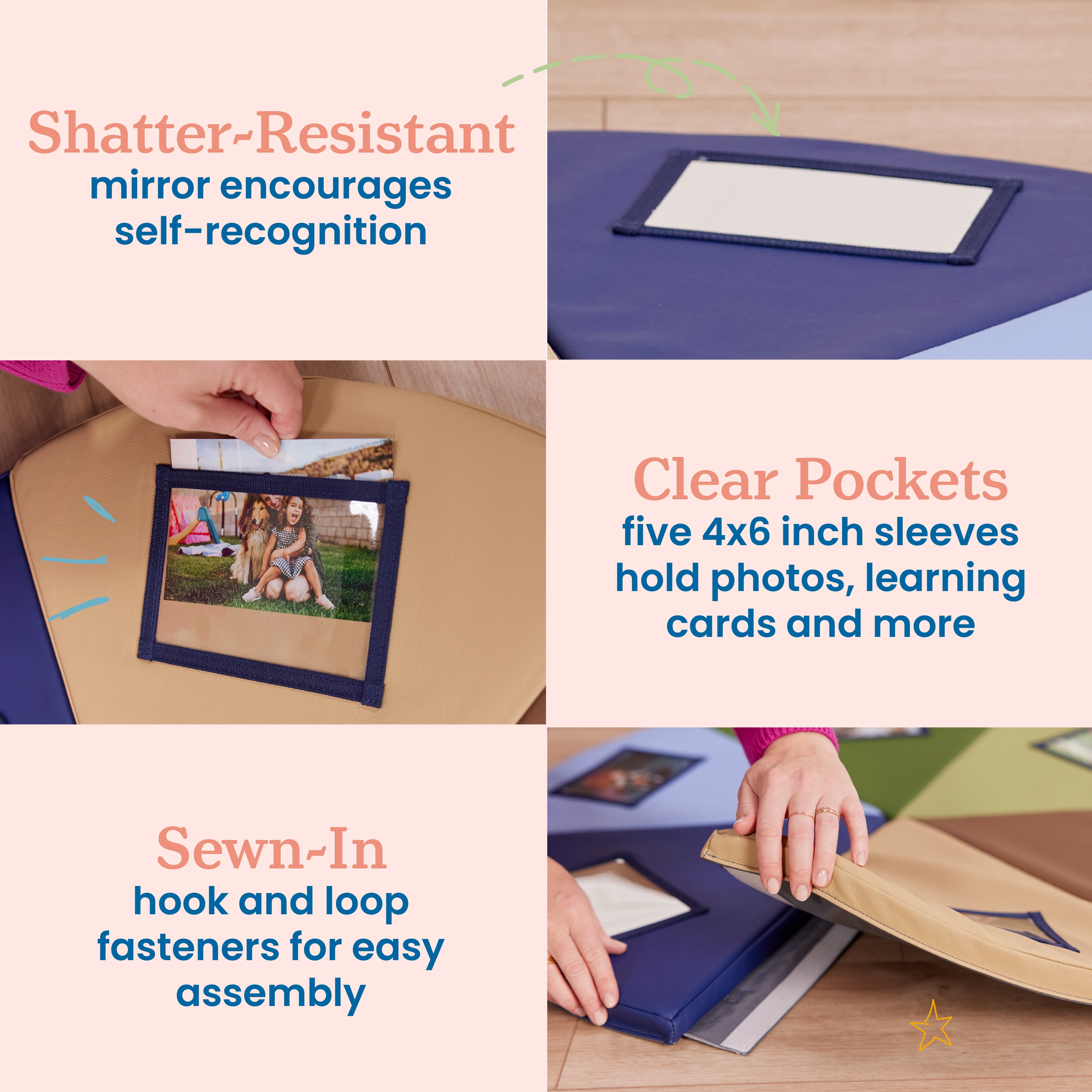 ECR4Kids SoftZone Picture Me Folding Activity Play Mat, Daycare Essentials, Earthtone