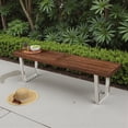 thumbnail image 2 of Tcbosik 61.7 Inch Outdoor Backless Bench, Garden Bench with Solid Wood Seat and Metal Legs for Patio, Porch, Entryway, Brown & White, 2 of 9