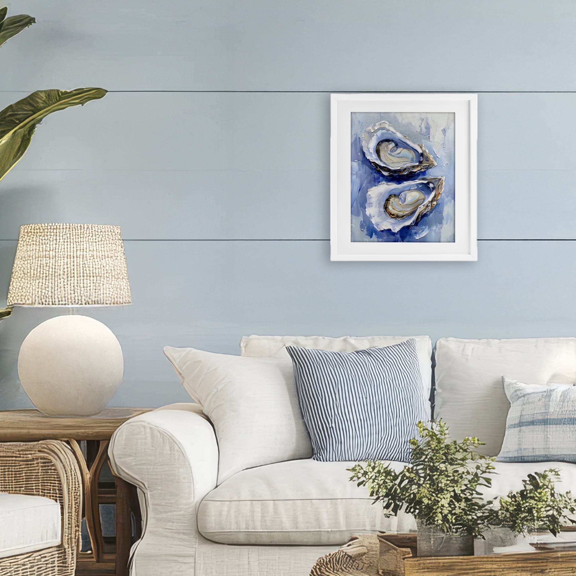 Stupell Industries Coastal Oysters in Pearlescent Light White Framed Print Under Glass, design by Creative Studio