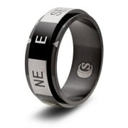 CritSuccess Compass Direction Dice Ring with 8 sided NESW Die Spinner (Size 12.5 - Stainless Steel - Black)