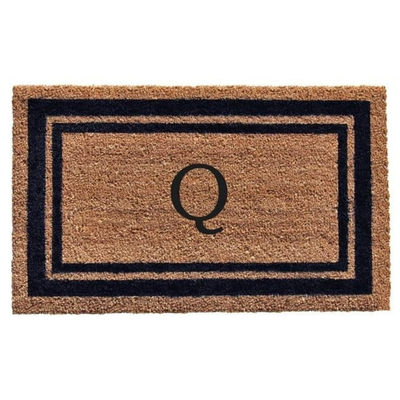 Calloway Mills Dark Blue Border 18" x 30" Monogram Outdoor Doormat (Letter Q)