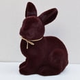 thumbnail image 4 of Adorno de conejito flocado de Pascua de musgo para decoración de fiesta en el jardín del hogar de Pascua marrón, 4 of 7