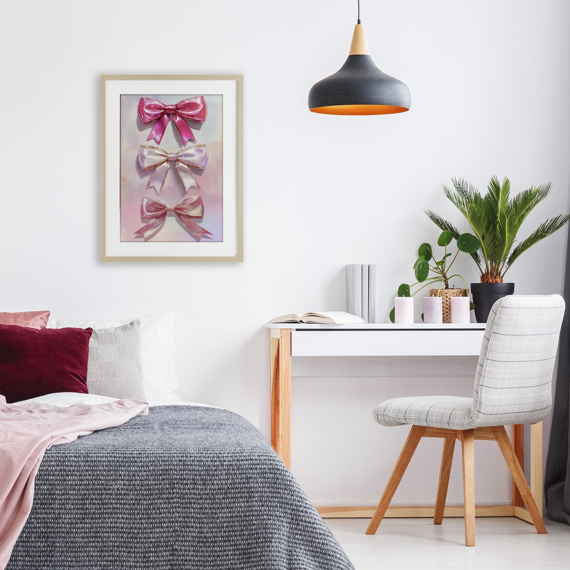 Stupell Industries Blush And Satin Bows Birch Framed Print Under Glass, design by Annabelle Hall
