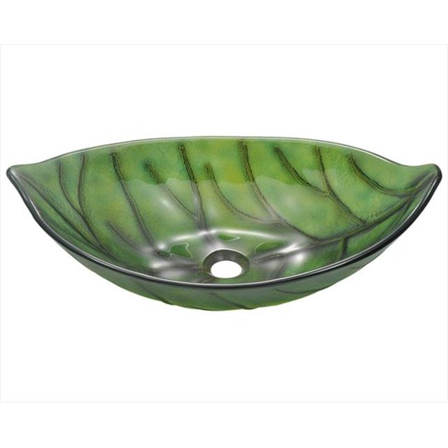 Polaris 609 Évier en Verre à Feuilles de Couleur Verte