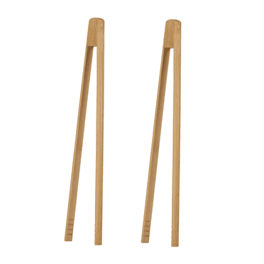 2 Pack 12-Inch Bamboo Toaster Tongs, Wooden Toast Tongs for Cooking, Reusable Bamboo Kitchen Utensils for Bread, Bacon, Muffins, Bagels