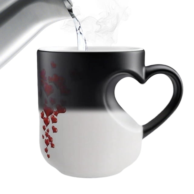 Taza de cerámica en forma de corazón que cambia de color 325 ml