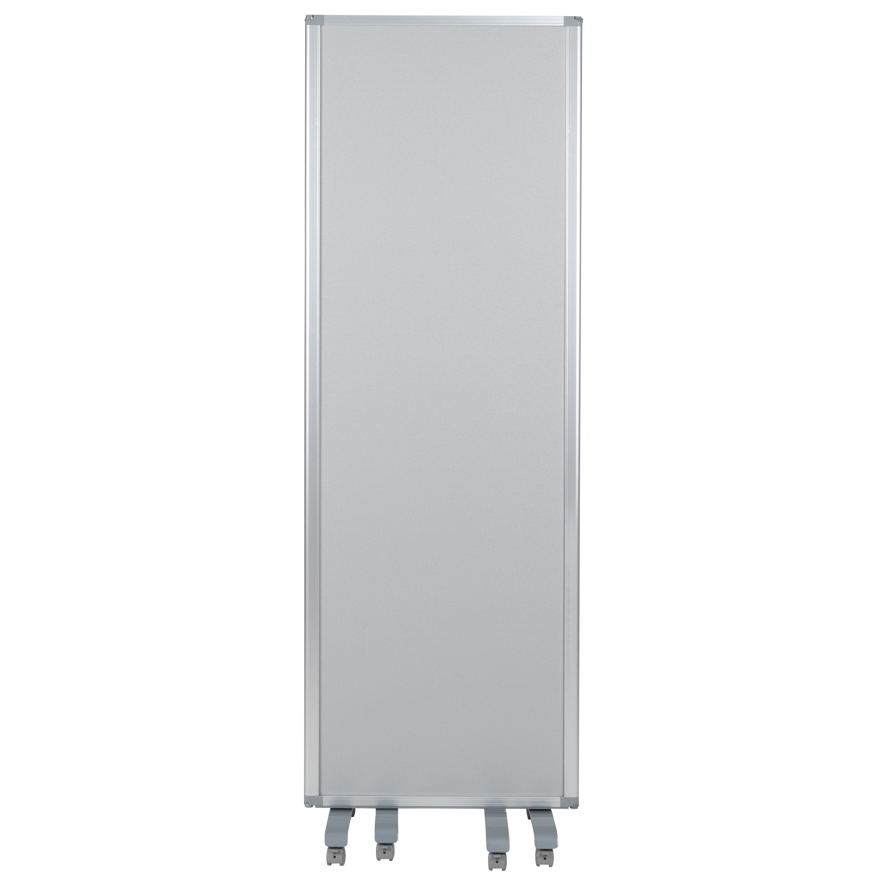 Emma + Oliver Mobile Whiteboard/Cloth 3 Section Partition with Locking Casters, 72"H x 24"W