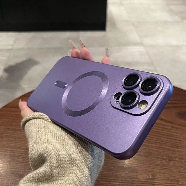 New Official For Magsafe Magnetic Case for iPhone 16 15 14 13 11 12 Pro Max Plus Soft Silicone Matte Antiskid Lens Protect Cover Dark Purple For iphone11Pro