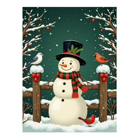 Diamond Art Kit for Adults, Snowman Winter Birds Scene Diamond Painting for Adults Beginners, 5D DIY Diamond Art Painting Kits, Colorful Diamond Painting Craft for Home Decor 12x16