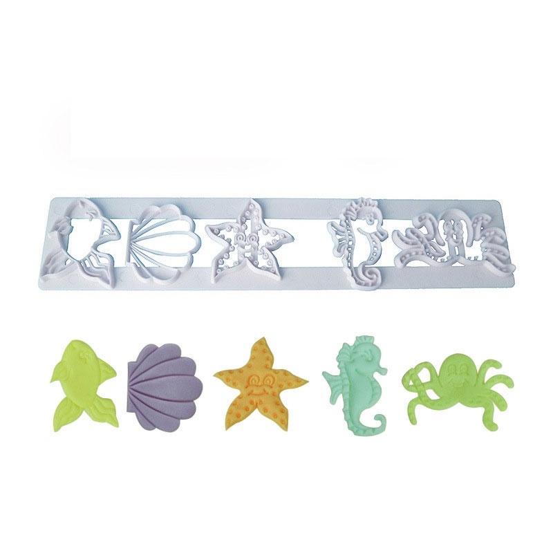 Under The Sea Cookie Cutters, 5 Shapes Starfish, Fish, Seahorse