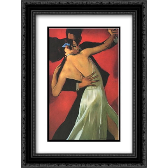 Carmine CafΘ 2x Matted 12x14 Black Ornate Framed Art Print by Bill Brauer