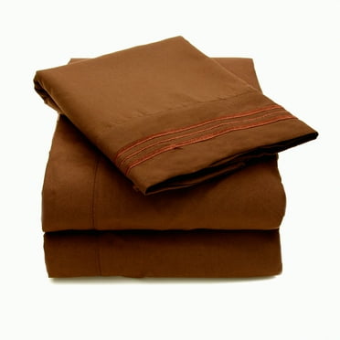 Luxury Comfort 2000 Thread Count Deep Pocket Bed Sheet Set - 12 Colors, Soft Microfiber Sheets, Wrinkle Resistant, Brown - 4 Piece Set