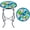 Blue Bird, variant on Patio Side Table Outdoor Accent Table Bistro Coffee Table Plant End Table Small Porch Tables Indoor Round Glass Balcony Blue Flowers 14 inches
