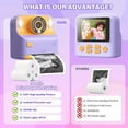 thumbnail image 2 of Digital camera 1080P HD kids instant print camera 2.4 inch IPS screen Purple, 2 of 5