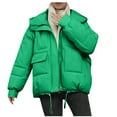 thumbnail image 2 of Black and Friday Clothing Sales Idoravan Women's Quilted Puffer Coat,Women's Fall and Winter Long Sleeved Warm Cotton Jacket Bread Green M, 2 of 7