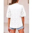 thumbnail image 2 of Camisa de Mujer PRETTYGARDEN Cuello en V con Encaje Calado Blanca XXL, 2 of 8