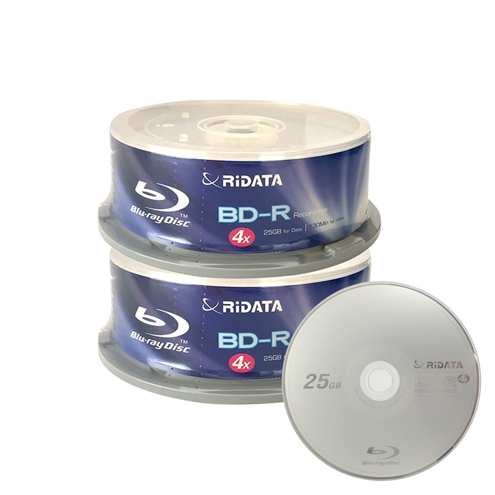 50 Pack Ridata 4X BD R BDR 25GB Single Layer Blue Blu ray Logo 50-pack-ridata-4x-bd-r-bdr-25gb-single-layer-blue-blu-ray-logo