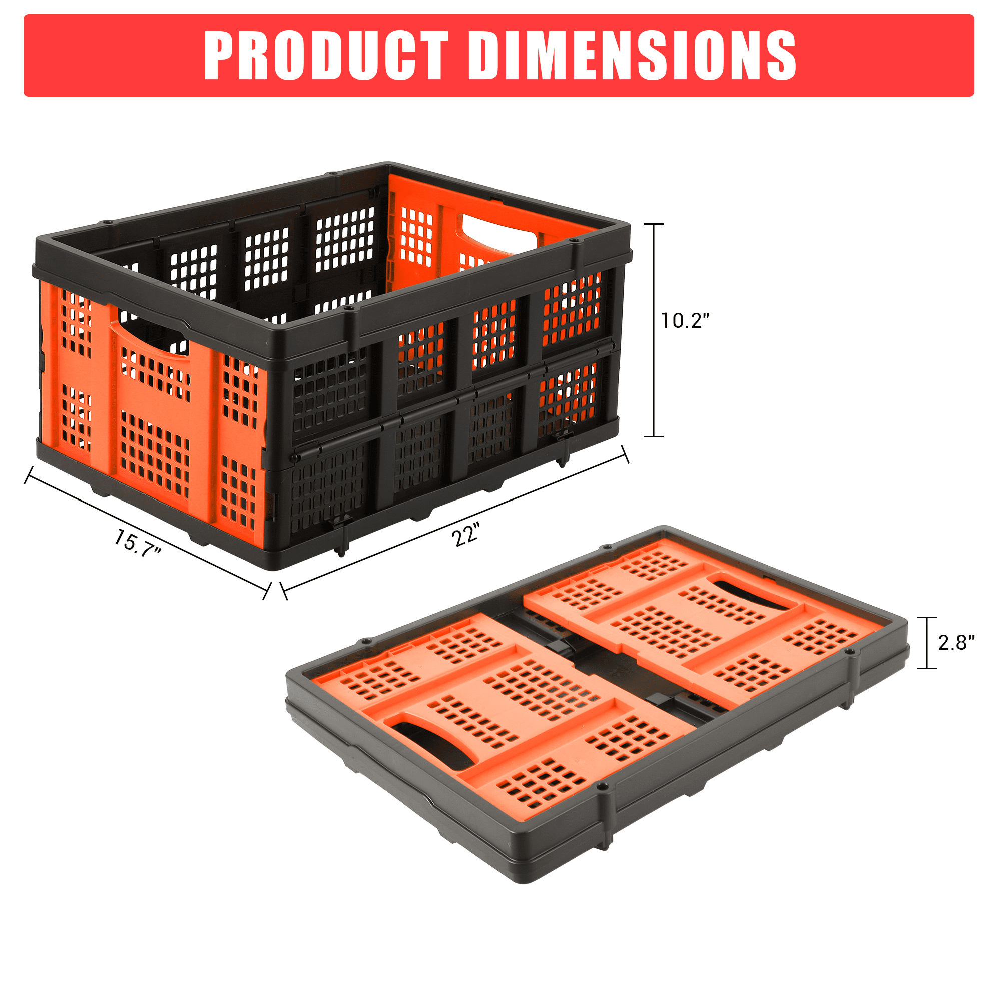 Heavy-Duty Collapsible Milk Crate with Handles – Image 3