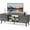 Gray Wood grain, variant on EDX Retro-Modern TV Stand, Mid-Century Media Console with Soft-Close Cabinets & Adjustable Shelves, Engineered Wood TV Cabinet for 50-65 Inch TVs, Natural