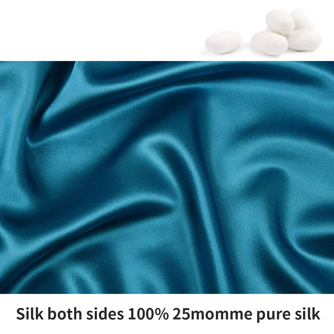 PiccoCasa 25 Momme Silk Pillowcase with Zipper Closure, Standard Peacock Blue