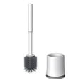 thumbnail image 2 of Cepillo para inodoro con mango largo | Juego moderno y compacto para limpiar taza de baño | Cerdas lavables que no rayan | Plástico resistente | Agarre ergonómico | 1 pieza | Blanco | 37x7.5 cm, 2 of 9