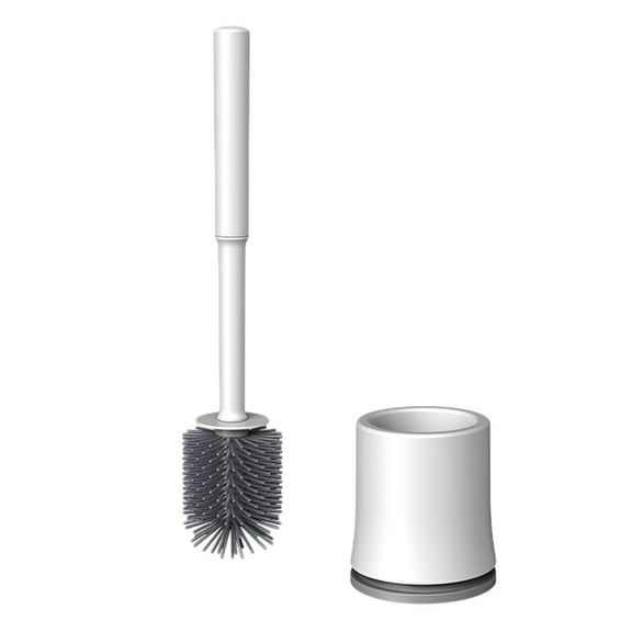 Nkmbld Toilet Brush with Bristles Bathroom Cleaning Bowl Brush Kit Modern and Compact Toilet Cleaner Brush Long Handle Bristles for Bathroom, White