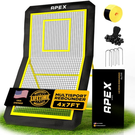 Professional Lacrosse Rebounder Volleyball Rebounder (4x7 Feet) - Adjustable 5 Angles, Soccer and Baseball Rebounder Practice Net with Precision Target Strip, Sturdy Frame