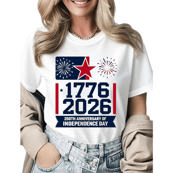 Aesthetic USA 250th Anniversary 4th Of July Gift Graphic Tees Womans T shirt White Black S-5XL Tops