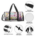 thumbnail image 6 of Xecao Peace Love and Dove Flower Power print Round Travel Duffel Bag is a foldable gym bag with an inner pocket, perfect for travel sports, 6 of 8