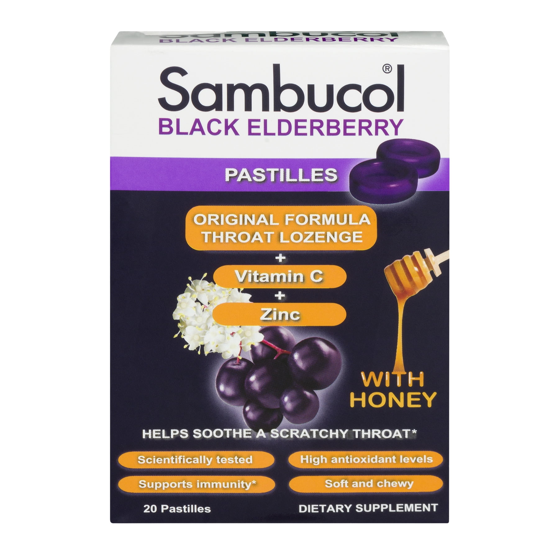 Sambucol Black Elderberry Immuno Forte Pastilles With Honey - 20 Ea ...