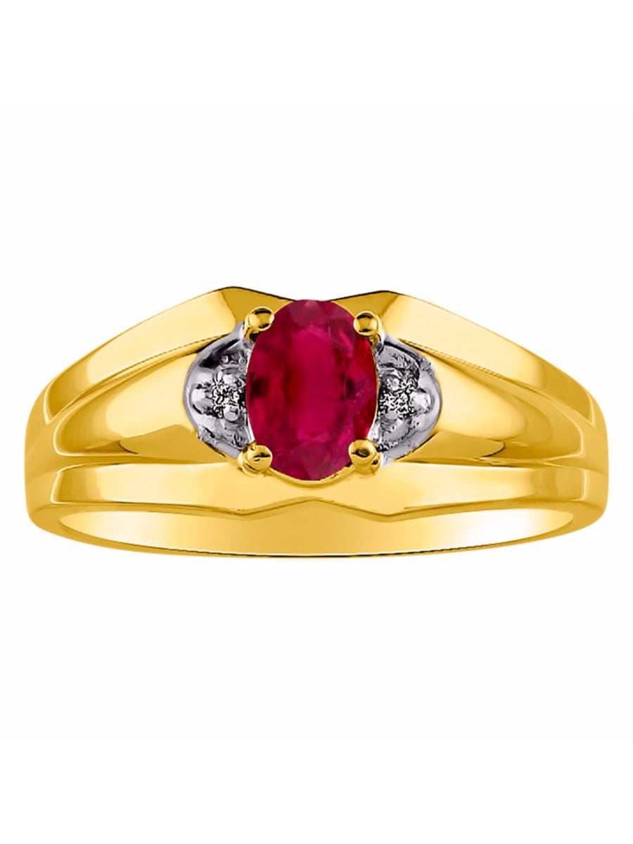 RYLOS Classic Mens Red Ruby & Diamond Ring July Birthstone RYLOS Classic Mens Red Ruby & Diamond Ring July Birthstone