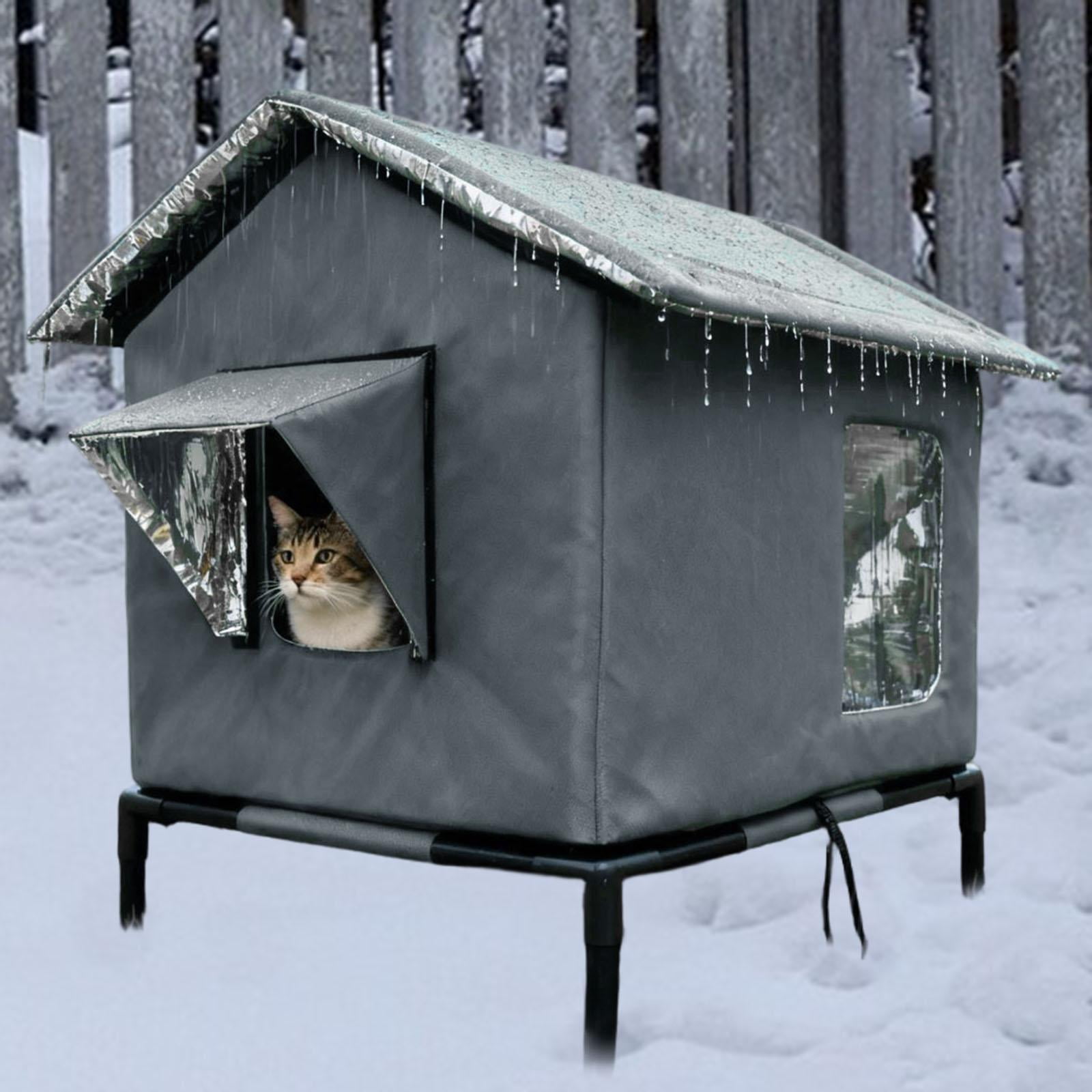 EHJRE Outdoor Cat House Feral Shelter Insulated Waterproof Tent Windproof Portable Kitty Enclosure with Oxford Cloth And Aluminum Foil for Community Porch G L