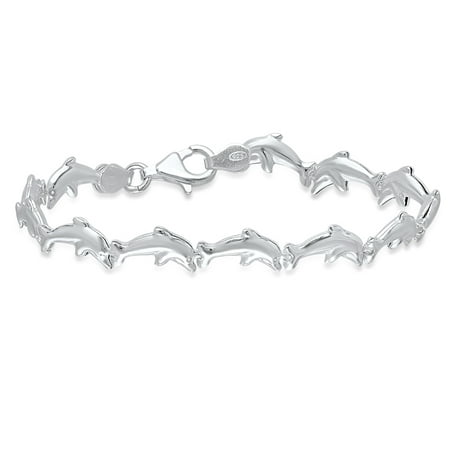 Pori Jewelers Sterling Silver Multi Dolphin Charm Bracelet