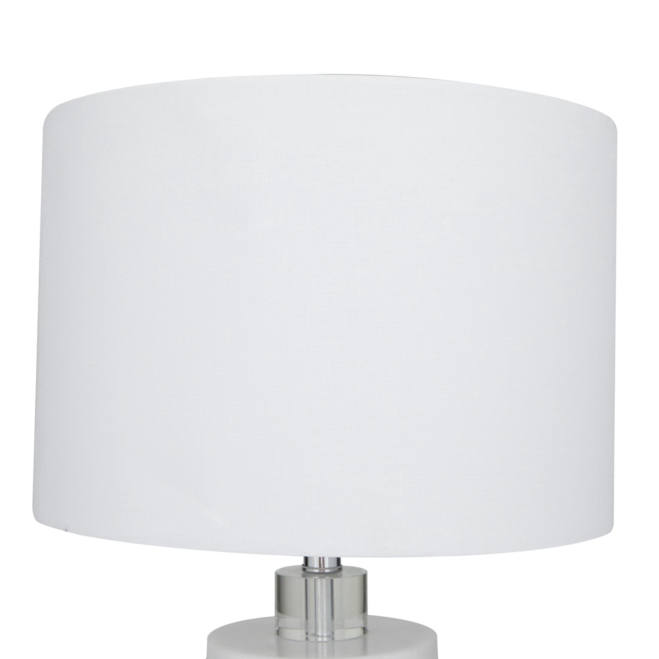 DecMode 26" Thick Stand White Table Lamp with White Cotton Shade