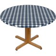 thumbnail image 1 of Round Fitted Tablecloth 54 Inch, Blue Jeans Gingham Round Fitted Tablecloth Elastic Tablecloth Waterproof Table Cloth Cover Farmhouse Table Cover for Dining Table, Buffet Parties and Camping, 1 of 1