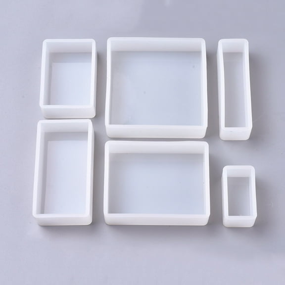 Silicone Molds Resin Casting Molds For UV Resin Epoxy Resin Jewelry Making Cuboid White 6pcs/set