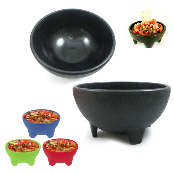 2 Pc Salsa Bowls Plastic Mexican Molcajete Chips Guacamole Bowls