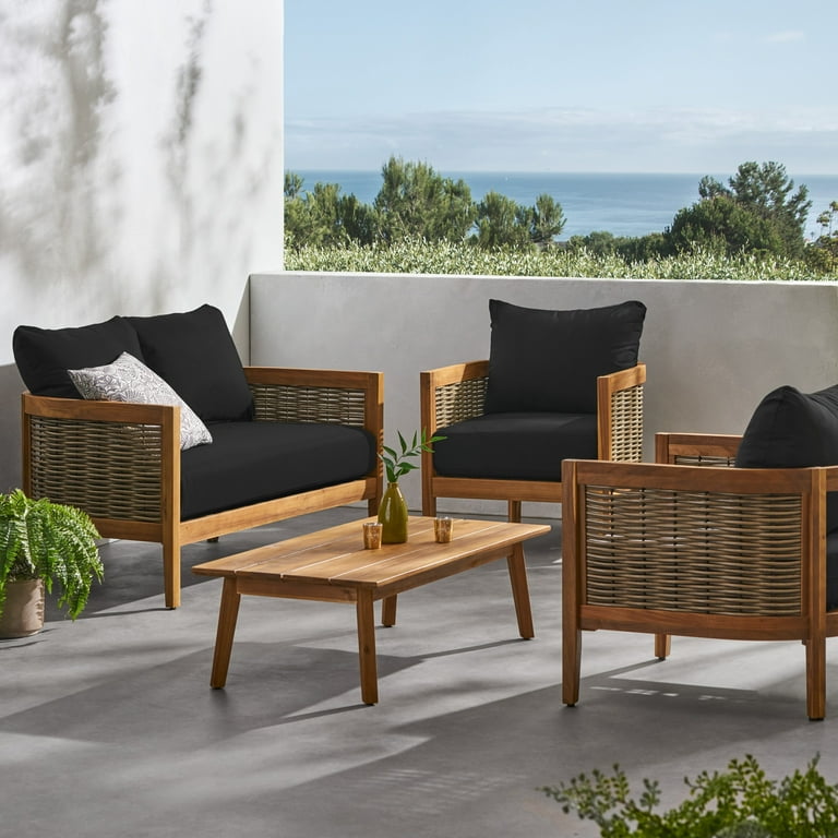 Christopher Knight Home Burchett Outdoor Acacia Wood and Wicker 4