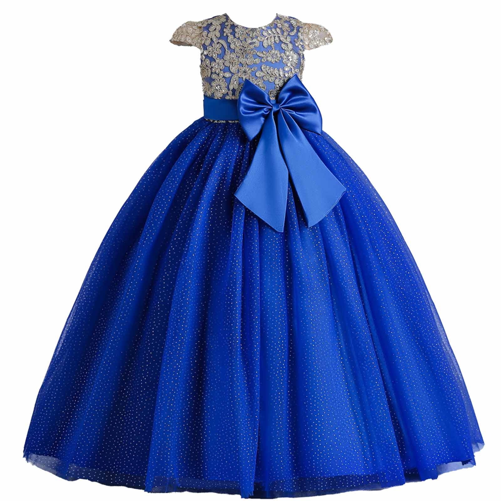 Oalirro Flower Girls formal Satin Tulle Dress Princess Bridesmaid Pageant Dresses for Wedding