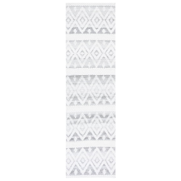 SAFAVIEH Marbella Braiden Diamond Runner Rug, Ivory/Black, 2'3" x 8'
