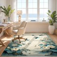 thumbnail image 3 of Design&I 4'x6' Ultra Soft Area Rug, Chinoiserie Floral Bird Vintage Chrysanthemum With Scroll Corners None Fluffy Washable Non Shedding for Bedroom Living Room Home Office, 3 of 7