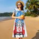 thumbnail image 4 of Easygdp Medicine Gnome Truck Red para Vestido Transpirable de Mujer, Vestido Suelto de Manga Corta con Pliegues y Bolsillos para el Verano, 4 of 6