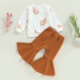 thumbnail image 3 of Lioraitiin-Conjunto de ropa de Pascua para niñas pequeñas, sudaderas de manga larga con cuello redondo, pantalones acampanados sólidos, 0-4 años, 2022-12-01, 3 of 3