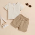 thumbnail image 2 of Baby Boy Outfits Toddler Short Sleeve Summer Gentleman Solid Color Tops Beach Holiday T Shirt and Shorts Casual Outfits Size 6-12 M, 2 of 6