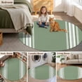 thumbnail image 5 of Round Rugs 5Ft, Dark Sage Green Round Area Rug Washable Indoor Throw Carpet, Farmhouse Sage Green White Striped Soft Non Slip Circle Rug for Cabinet Bathroom Home Decor Aesthetic, 5 of 8