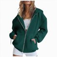 thumbnail image 2 of Towmus Womens Full Zip Up Hoodies Casual Drawstring Long Sleeve Fall Clothes Solid Color Hooded Sweatshirt with Pocket, 2 of 5